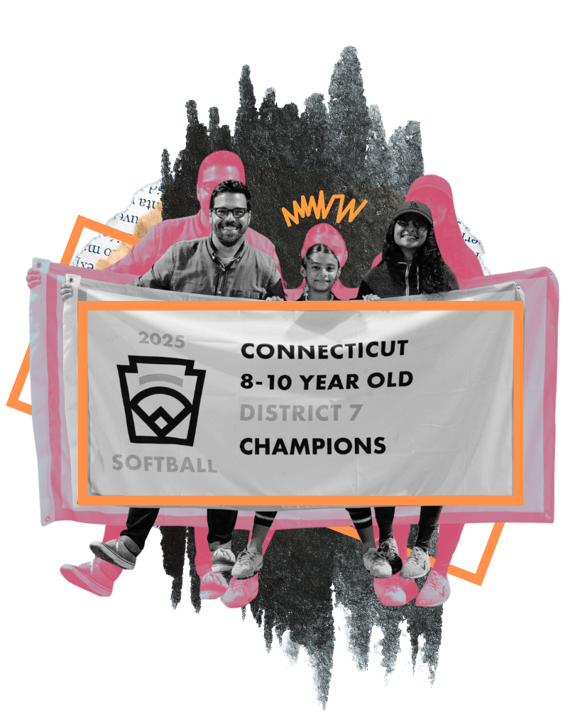Family holding District 7 Champions banner
